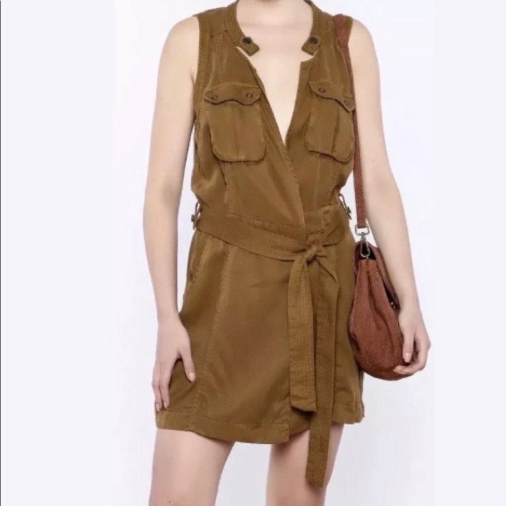 Free people khaki wrap mini dress size XS